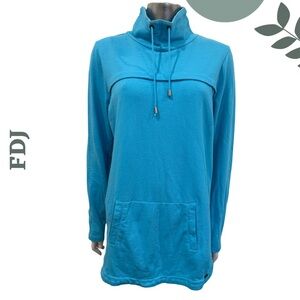 🛍️ FDJ Funnel-Neck French Terry Pullover, Teal – See Measurements (No Tag)